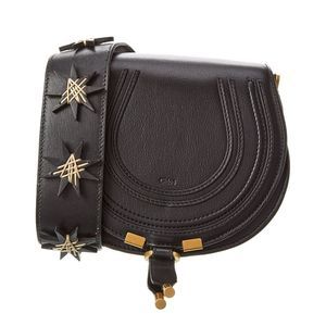 Chloé Marcie Small Leather Saddle Bag, Black